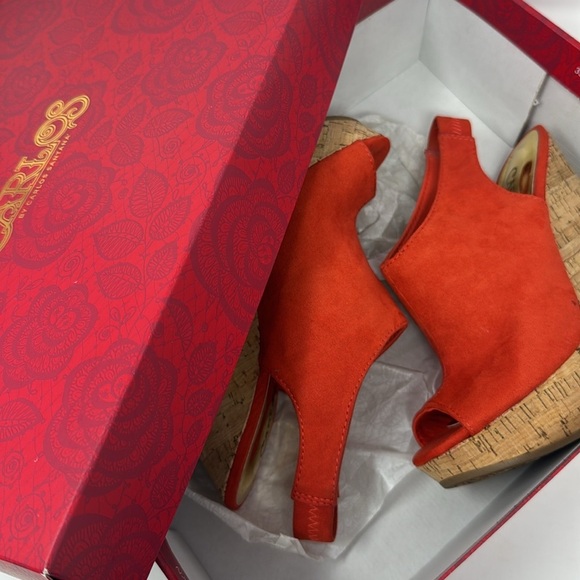 like new Carlos by Carlos Santana Maui orange cork Wedge Heels size 6.5 - Picture 9 of 9